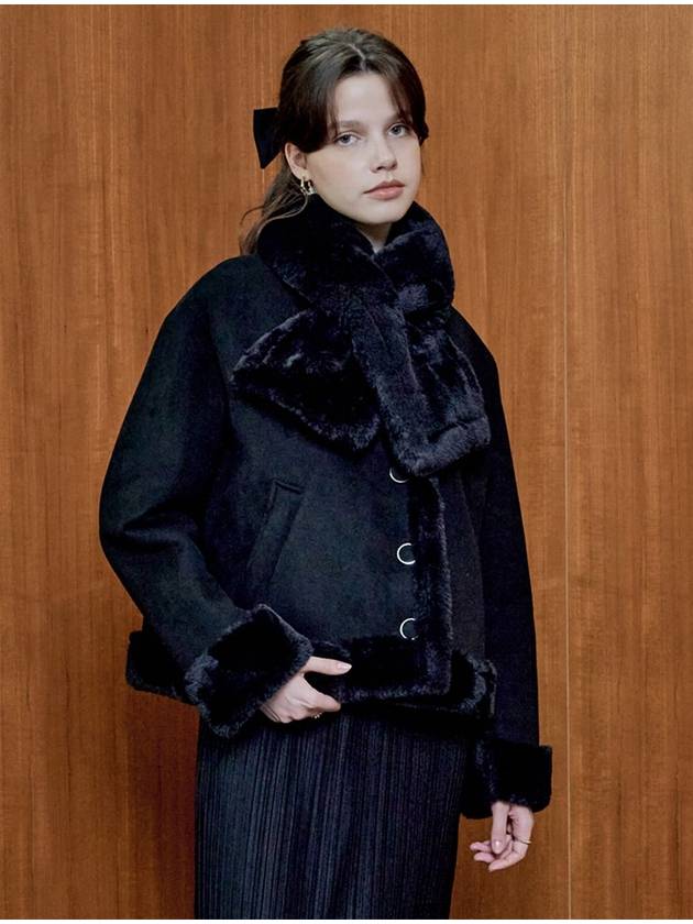 MET eco fur cozy suede shearling mustang jacket black - METAPHER - BALAAN 1