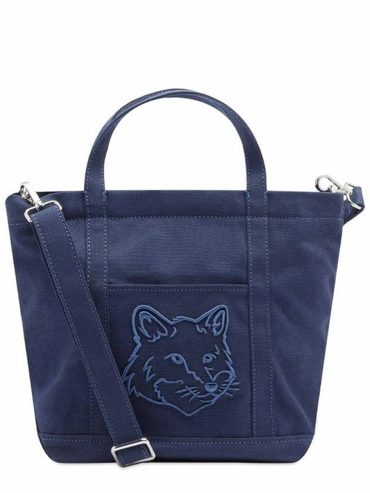 24SS Fox Head Small Tote Bag Shoulder Ink Blue - MAISON KITSUNE - BALAAN 1