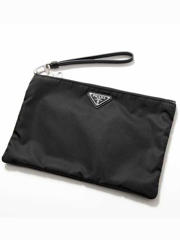 Re-Nylon and Saffiano Leather Clutch Bag Black - PRADA - BALAAN 2