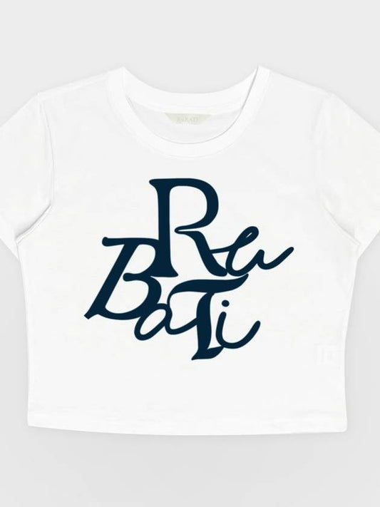 Big Logo Tshirt WHITE Women's Short Sleeve Crop TShirt - RUBATI - BALAAN 2