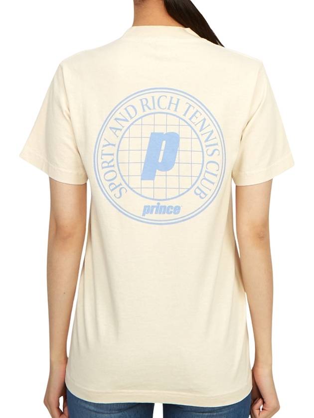 Prince Logo Print Cotton Short Sleeve T-Shirt Cream - SPORTY & RICH - BALAAN 5