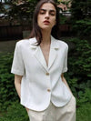 Glitter Tweed Short Sleeve Jacket White - DAMAGE MNEMONIC - BALAAN 1