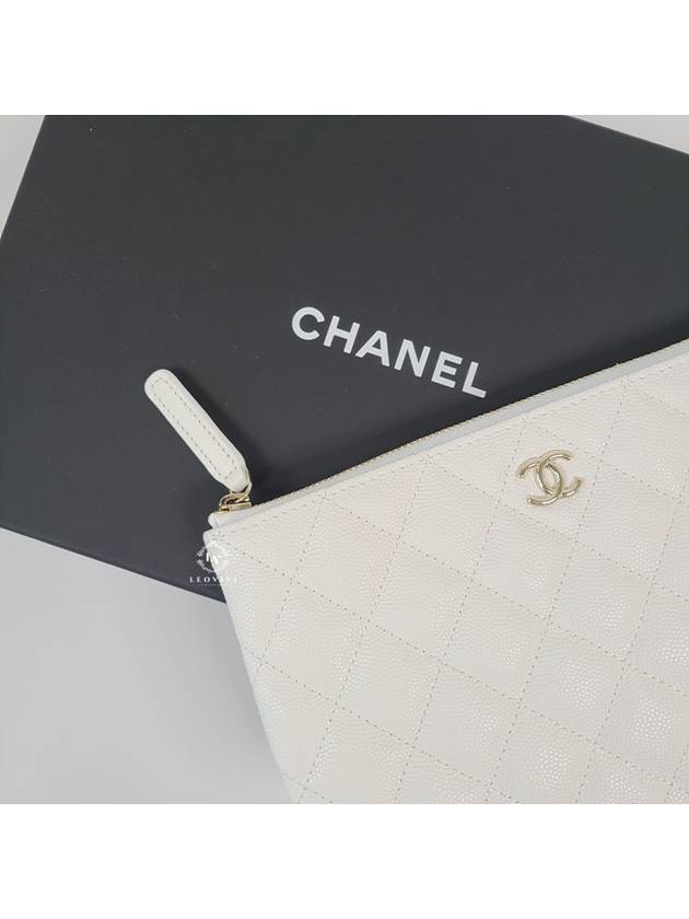 Classic CC logo small pouch clutch caviar white AP1071 - CHANEL - BALAAN 6