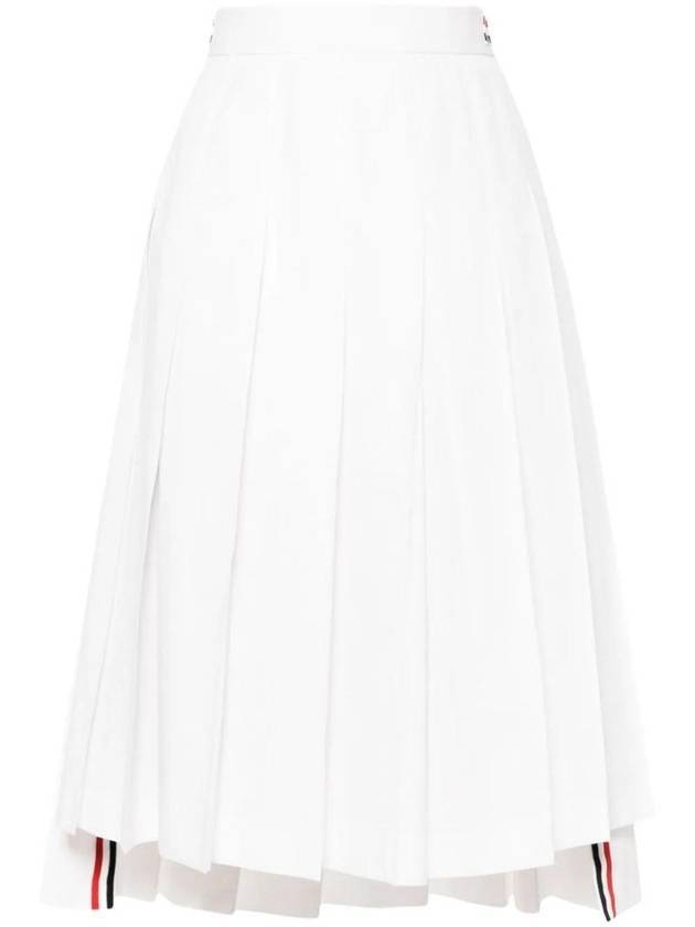 Cotton Pleated Skirt White - THOM BROWNE - BALAAN 1