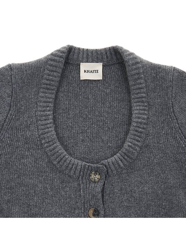 Women's Scoop Neck Pocket Knit Cardigan Grey - KHAITE - BALAAN 4