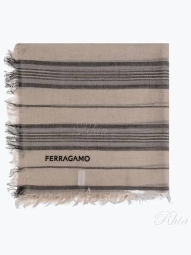 Ferragamo 52 0119 0776132 520119 776132 Gancini jacquard striped wool scarf - SALVATORE FERRAGAMO - BALAAN 2