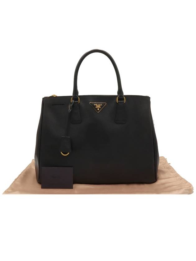 Black Saffiano Lux Gold Plated Double Zipper Large Tote Bag BN1786 - PRADA - BALAAN 2