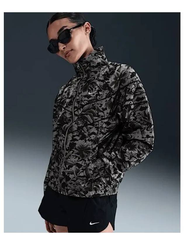 Sportswear Floral Print Woven UV Windbreaker Black - NIKE - BALAAN 2