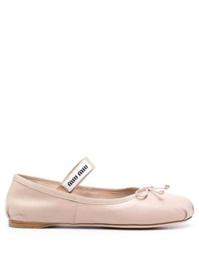 Women's Logo Leather Ballerinas Water Lily - MIU MIU - BALAAN 2