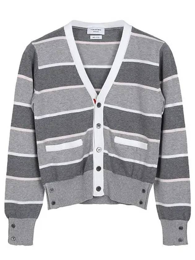 KIDS Medium Gray Classic Striped Cardigan KKC003V Y3027 035 1210515 - THOM BROWNE - BALAAN 1