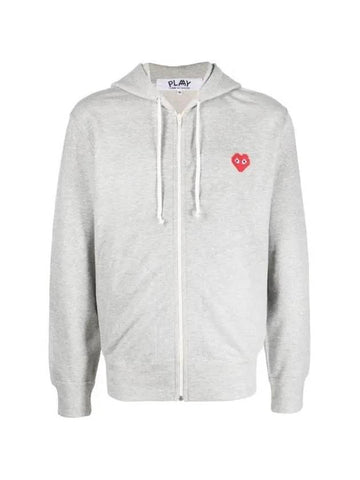 Play Heart Wappen Zip-Up Hoodie Grey - COMME DES GARCONS - BALAAN 1