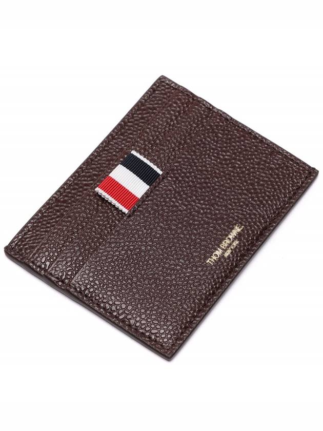 Pebble Grain Leather Stripe Note Compartment Card Wallet Brown - THOM BROWNE - BALAAN 6