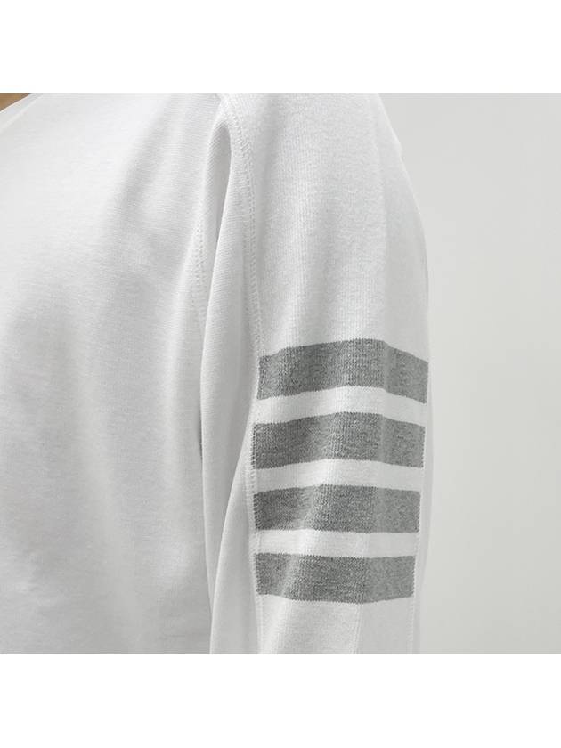 4-Bar Striped Cotton Long Sleeve T-Shirt White - THOM BROWNE - BALAAN 6