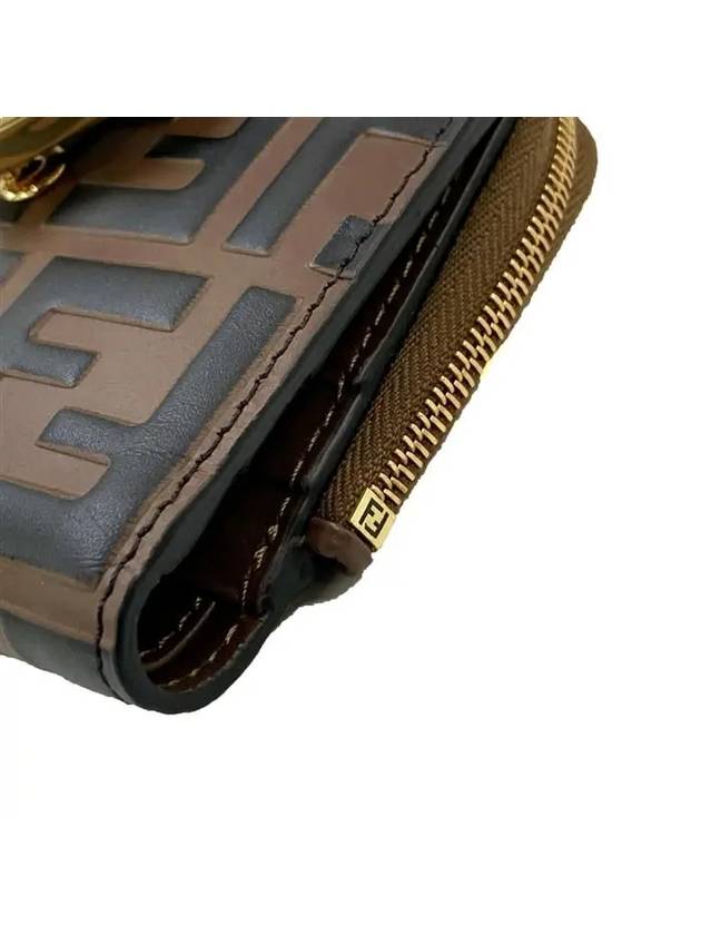 FF Diamond Leather Half Wallet Brown - FENDI - BALAAN 8