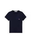 Tricolor Fox Patch Classic Pocket Short Sleeve T-Shirt Navy - MAISON KITSUNE - BALAAN 1