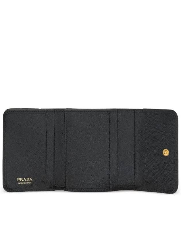 Saffiano Tri-Fold Leather Half Wallet Black - PRADA - BALAAN 4