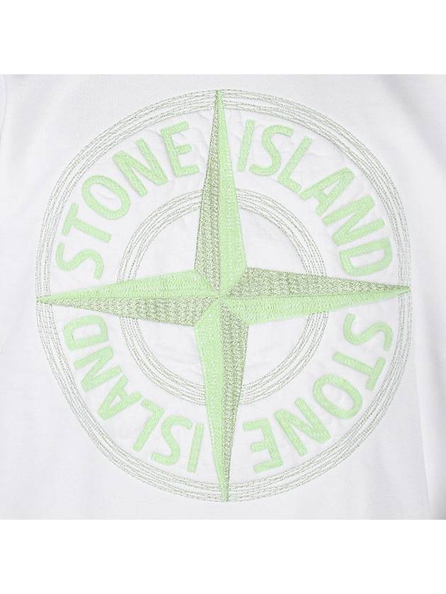 Garment Dyed Stitches Four Print Crewneck Sweatshirt White - STONE ISLAND - BALAAN 7