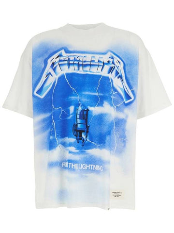 'Ride The Lightning X Metallica' White T-Shirt With Front And Back Print In Cotton Blend Man - REPRESENT - BALAAN 1