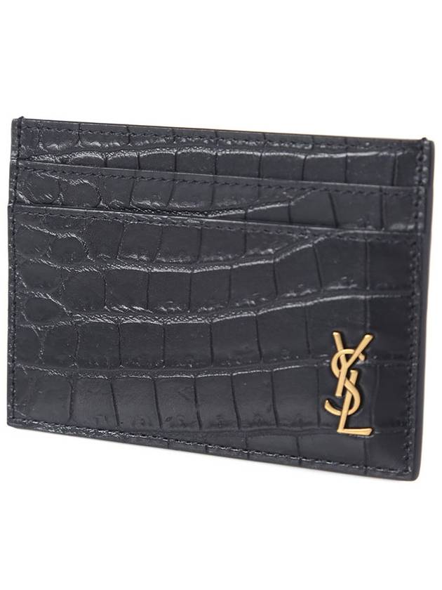 Monogram Logo Crocodile Card Wallet Black - SAINT LAURENT - BALAAN 3