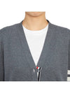 Milano Stitch 4 Bar Classic V Neck Fine Merino Wool Cardigan Medium Grey - THOM BROWNE - BALAAN 11