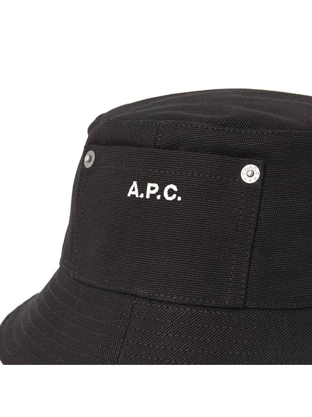 Thais Embroidered Logo Pocket Cotton Canvas Bucket Hat Black - A.P.C. - BALAAN 7