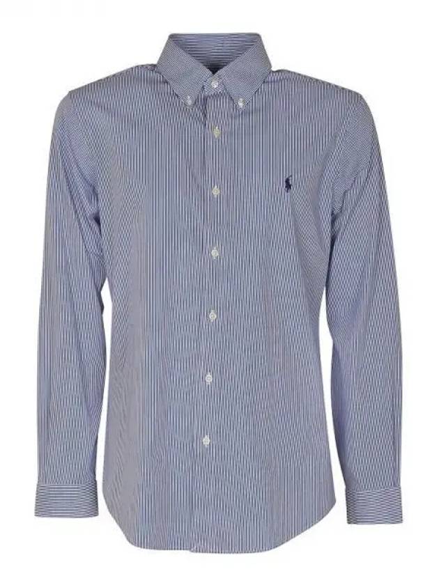 Embroidered Logo Striped Long Sleeves Shirt Blue - POLO RALPH LAUREN - BALAAN 2