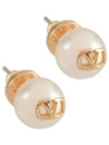 V Logo Pearl Earrings Gold - VALENTINO - BALAAN 2