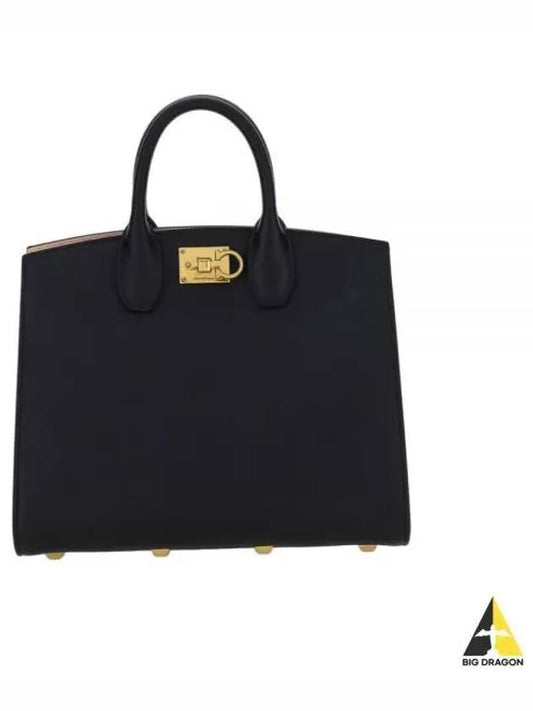 Medium Studio Box Tote Bag Black - SALVATORE FERRAGAMO - BALAAN 2