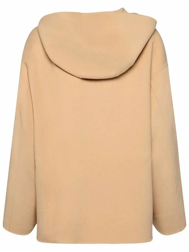 Gennaio Hooded Wool Single Coat Beige - MAX MARA - BALAAN 3