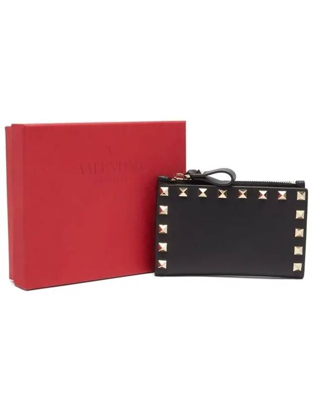 Logo Rockstud Coin Card Wallet Black - VALENTINO - BALAAN 7