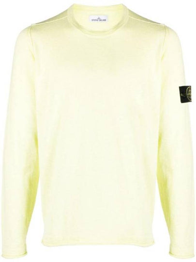 Compass Badge Ribbed Cotton Knit Top Lemon - STONE ISLAND - BALAAN 2