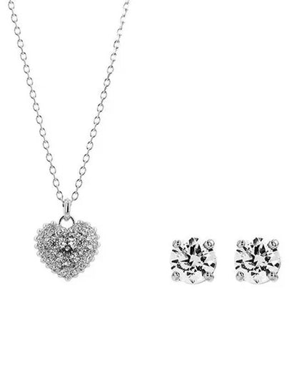 Idyllia Hyperbola Heart Earring Necklace Set Silver - SWAROVSKI - BALAAN 2