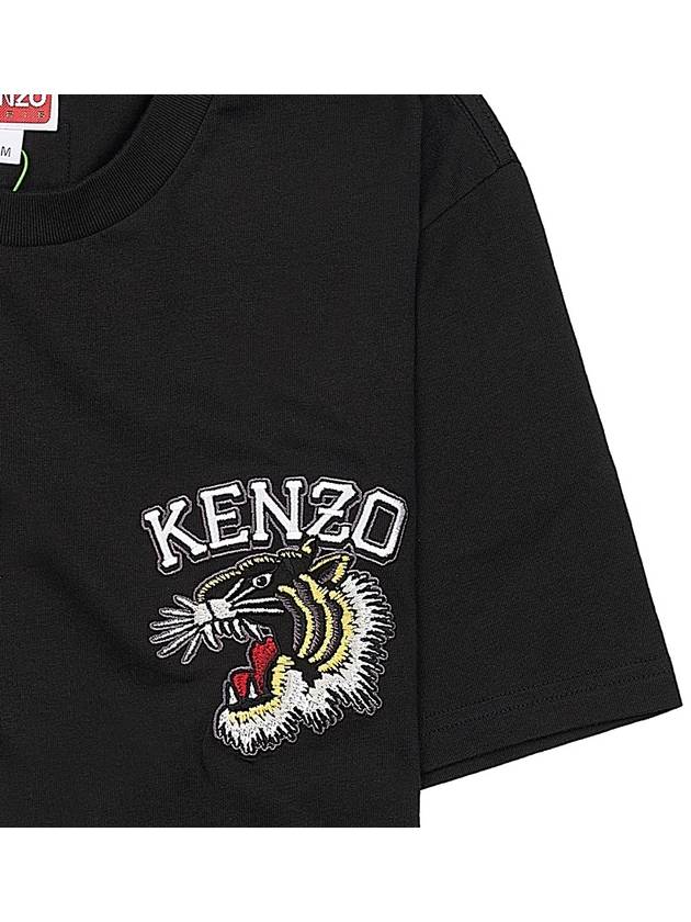 Tiger Embroidery Crew Neck Cotton Short Sleeve T-shirt Black - KENZO - BALAAN 8