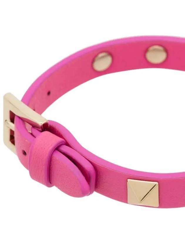 Rockstud Leather Bracelet Pink - VALENTINO - BALAAN 6