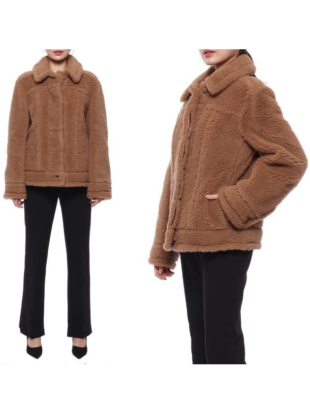 Women's Teddy Bear Fur Jacket Camel - MAX MARA - BALAAN 3