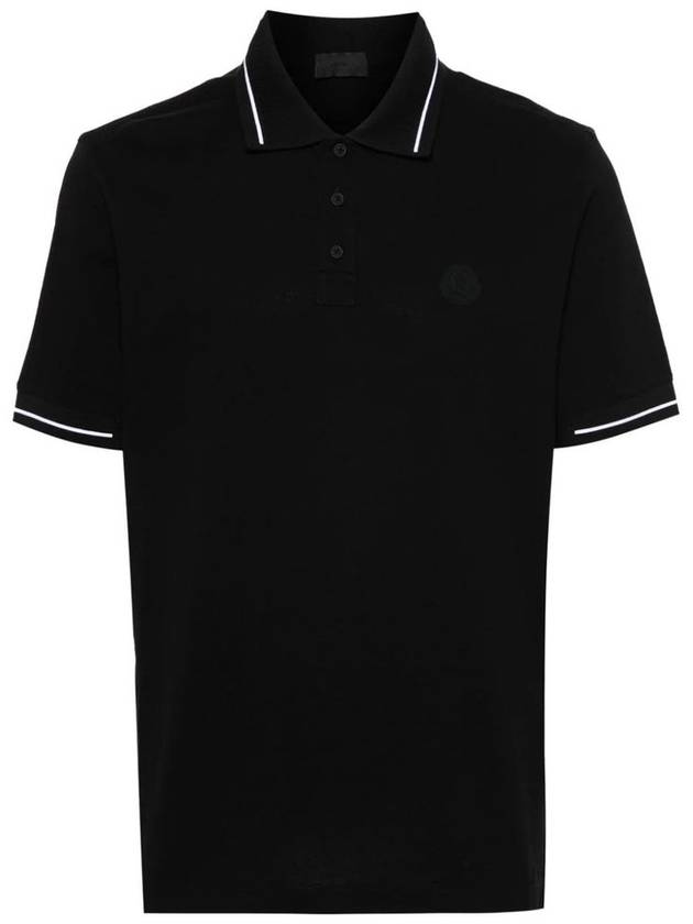 Men's Logo Patch Cotton Short Sleeve Polo Shirt Black - MONCLER - BALAAN 2