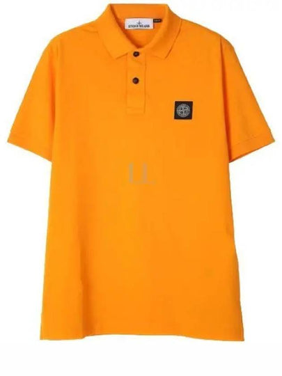 Men's Logo Patch Cotton Polo Shirt Orange - STONE ISLAND - BALAAN 2