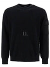 Merino Wool Crew Neck Knit Top Black - CP COMPANY - BALAAN 2