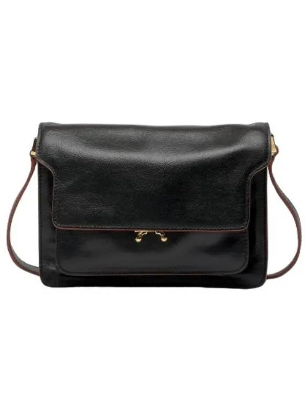 Medium tumbled leather trunk soft shoulder bag black - MARNI - BALAAN 1