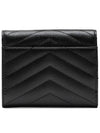 Matelasse Monogram Quilting Flap Half Wallet Black - SAINT LAURENT - BALAAN 4