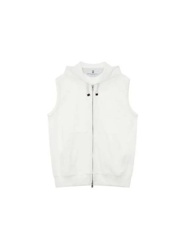 Men s Patch Pocket Cotton Hooded Vest White - BRUNELLO CUCINELLI - BALAAN 1