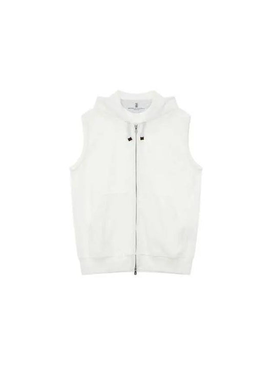 Men s Patch Pocket Cotton Hooded Vest White - BRUNELLO CUCINELLI - BALAAN 1