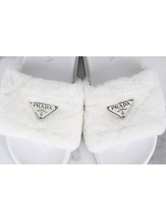 Triangle logo shearling fur slippers 36 5 235 - PRADA - BALAAN 7