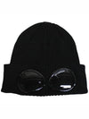 Goggle Detail Ribbed Beanie Black - CP COMPANY - BALAAN 7