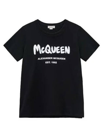 Graffiti logo short sleeve t shirt black - ALEXANDER MCQUEEN - BALAAN 1