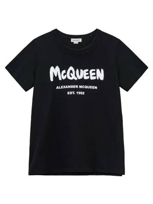 Graffiti logo short sleeve t shirt black - ALEXANDER MCQUEEN - BALAAN 1