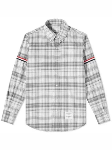 RWB armband plaid long sleeve shirt - THOM BROWNE - BALAAN 1