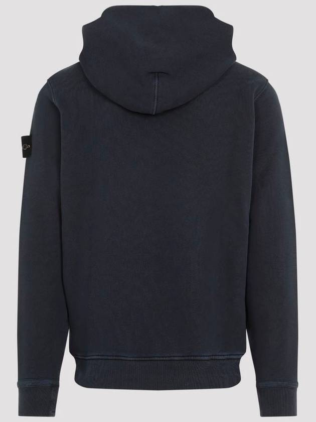 Old Effect Cotton Diagonal Fleece Hoodie Navy - STONE ISLAND - BALAAN 3