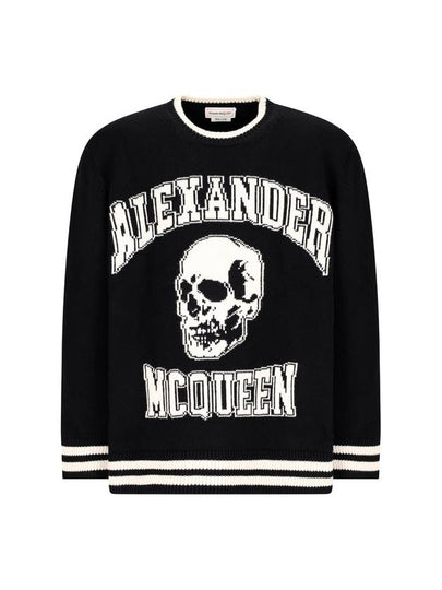 Skull Logo Print Wool Knit Top Black - ALEXANDER MCQUEEN - BALAAN 2