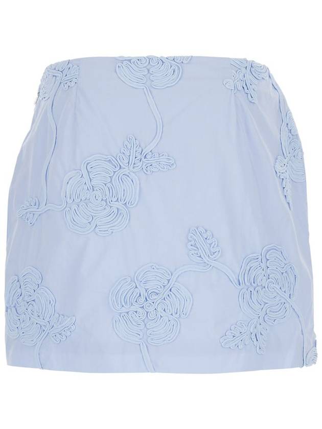 Light Blue Mini Skirt With Low Waist And All-Over Floral Motif In Cotton Woman - ROTATE - BALAAN 2